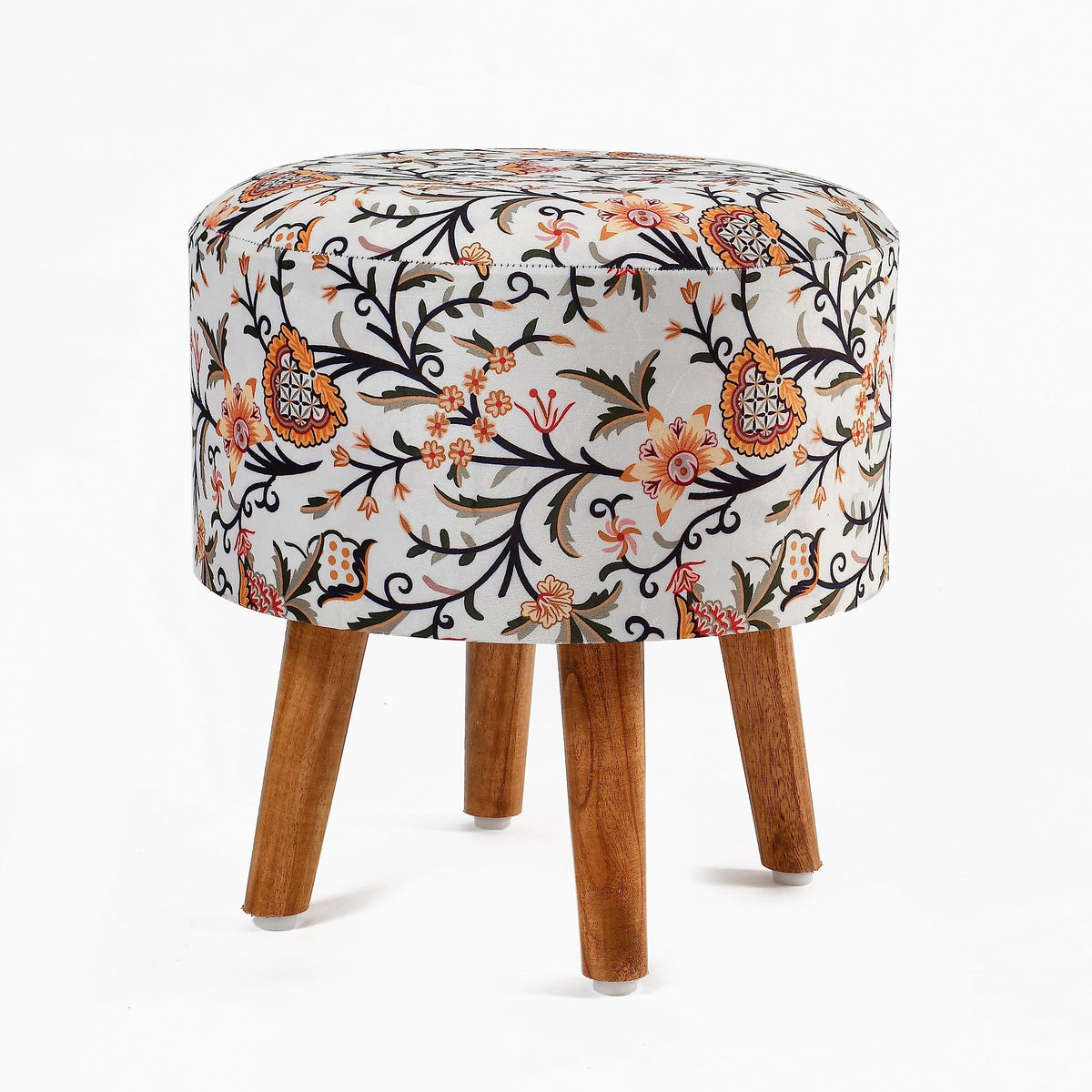 NACIA Printed Ottoman Stool for Living Room | Wooden Pouffe for Sitting and Footrest | Furniture for Home Decor