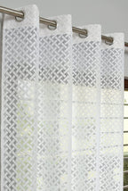 NACIA Criss Cross Net Semi Sheer Curtains | Geometric Door Curtains with Eyelet Rings | Light Filtering Polyester Curtains for Living Room and Bedroom