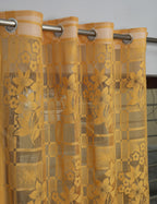 NACIA Heavy Polyester Net Semi Sheer Curtains for Door | Floral Design Grommet Curtains | Semi Transparent Window Drapes for Living Room Bedroom Home Décor