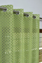 NACIA Criss Cross Net Semi Sheer Curtains | Geometric Door Curtains with Eyelet Rings | Light Filtering Polyester Curtains for Living Room and Bedroom