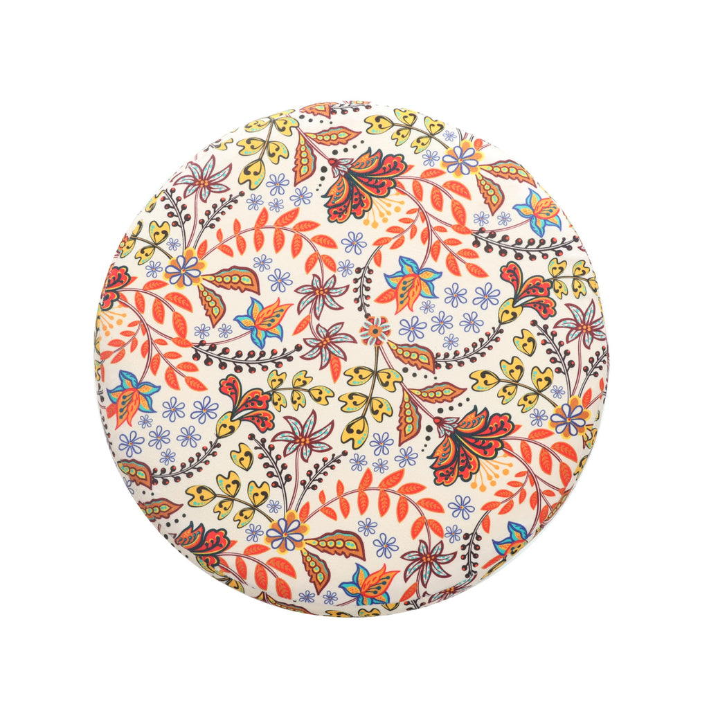 NACIA Printed Ottoman Stool for Living Room | Wooden Pouffe for Sitting and Footrest | Furniture for Home Decor