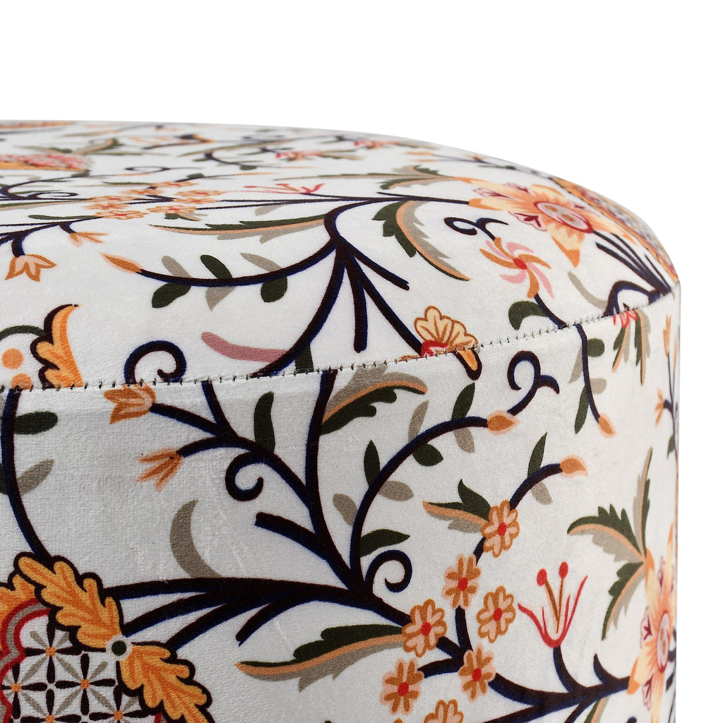 NACIA Printed Ottoman Stool for Living Room | Wooden Pouffe for Sitting and Footrest | Furniture for Home Decor