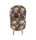 NACIA Velvet Printed Ottoman Chair | Dressing Table Chair for Bedroom Makeup Room Decor | Modern Upholstered Ottoman with Wooden Legs for Living Room & Home (18x18x32 Inches)