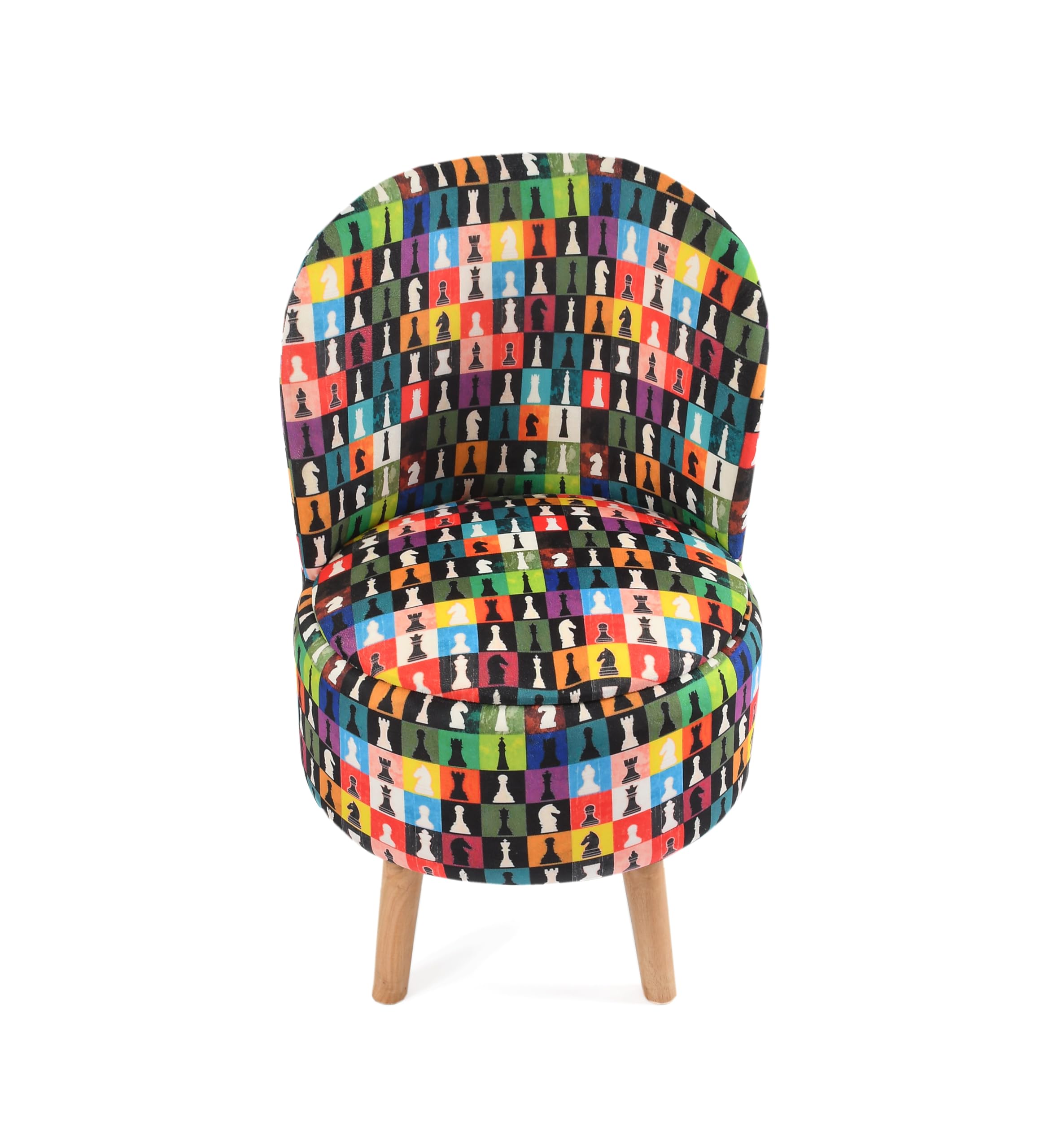 NACIA Velvet Printed Ottoman Chair | Dressing Table Chair for Bedroom Makeup Room Decor | Modern Upholstered Ottoman with Wooden Legs for Living Room & Home (18x18x32 Inches)
