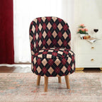 NACIA Velvet Printed Ottoman Chair | Dressing Table Chair for Bedroom Makeup Room Decor | Modern Upholstered Ottoman with Wooden Legs for Living Room & Home (18x18x32 Inches)
