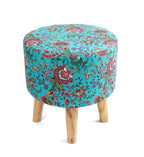 NACIA Printed Ottoman Stool for Living Room | Wooden Pouffe for Sitting and Footrest | Furniture for Home Decor