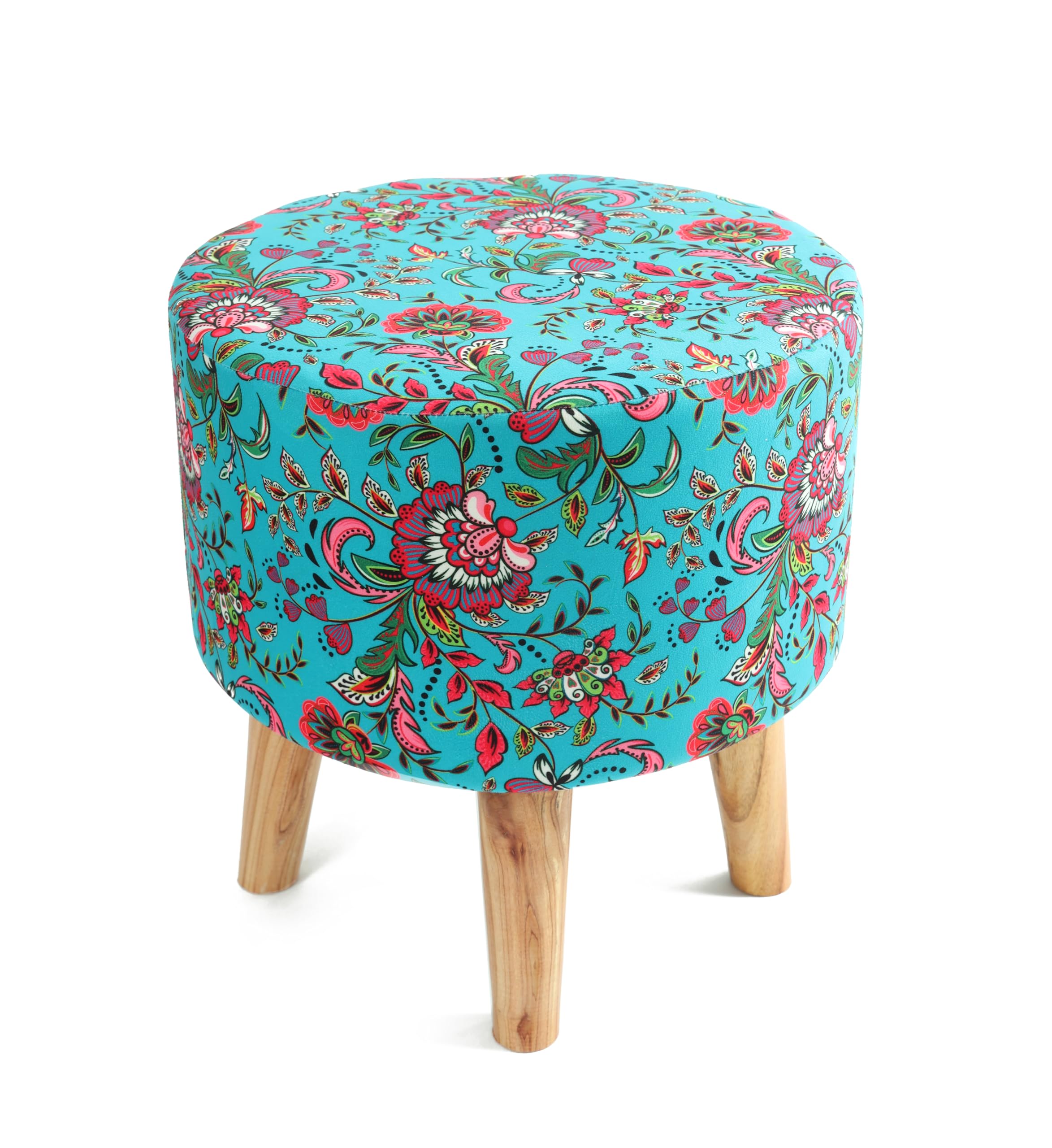 NACIA Printed Ottoman Stool for Living Room | Wooden Pouffe for Sitting and Footrest | Furniture for Home Decor