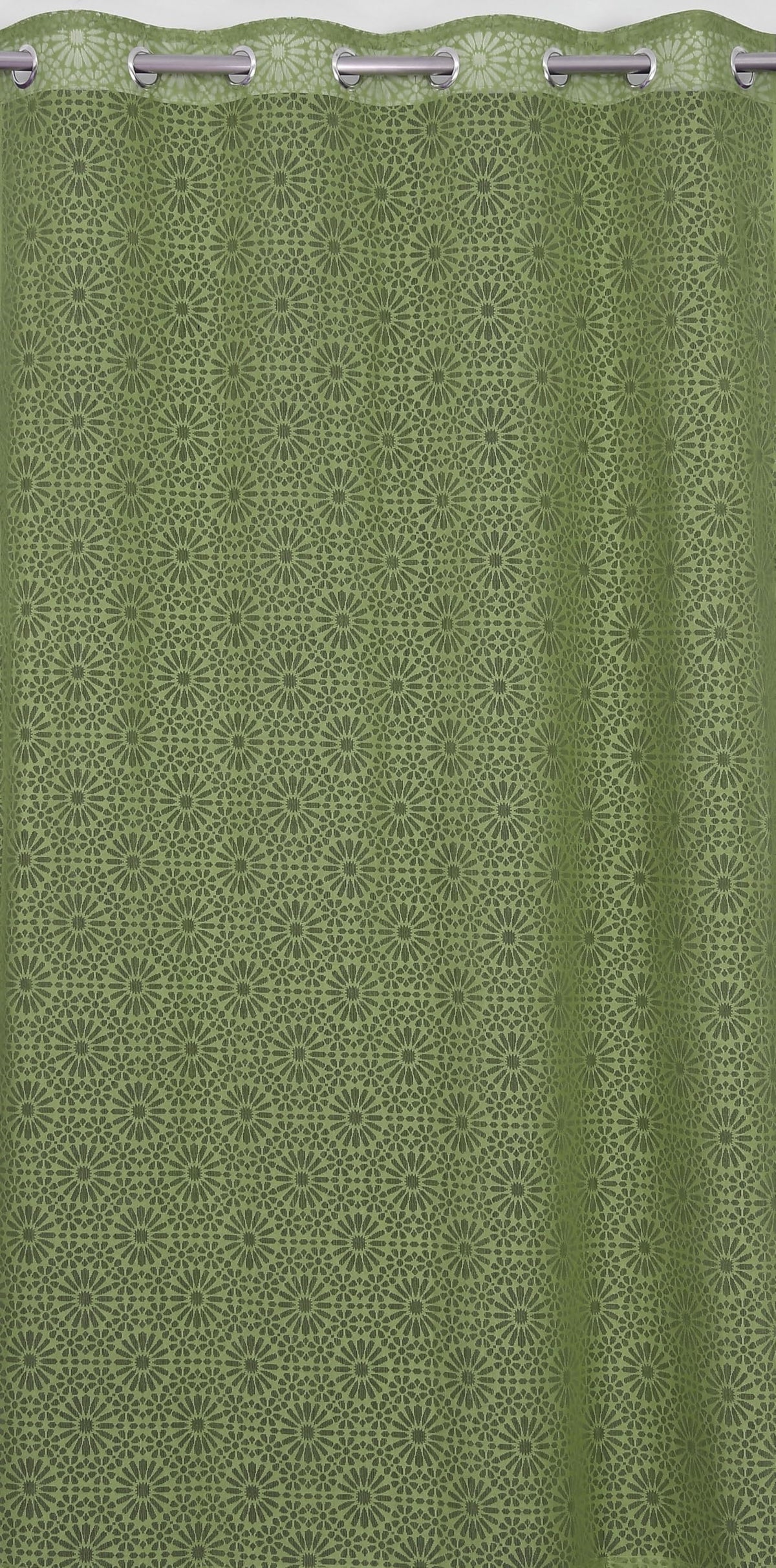 NACIA Heavy Polyester Net Semi Sheer Curtains for Door | Geometric Design Grommet Curtains | Semi Transparent Window Drapes for Living Room Bedroom Home Décor