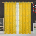 NACIA Heavy Polyester Net Semi Sheer Curtains for Door | Floral Design Grommet Curtains | Semi Transparent Window Drapes for Living Room Bedroom Home Décor