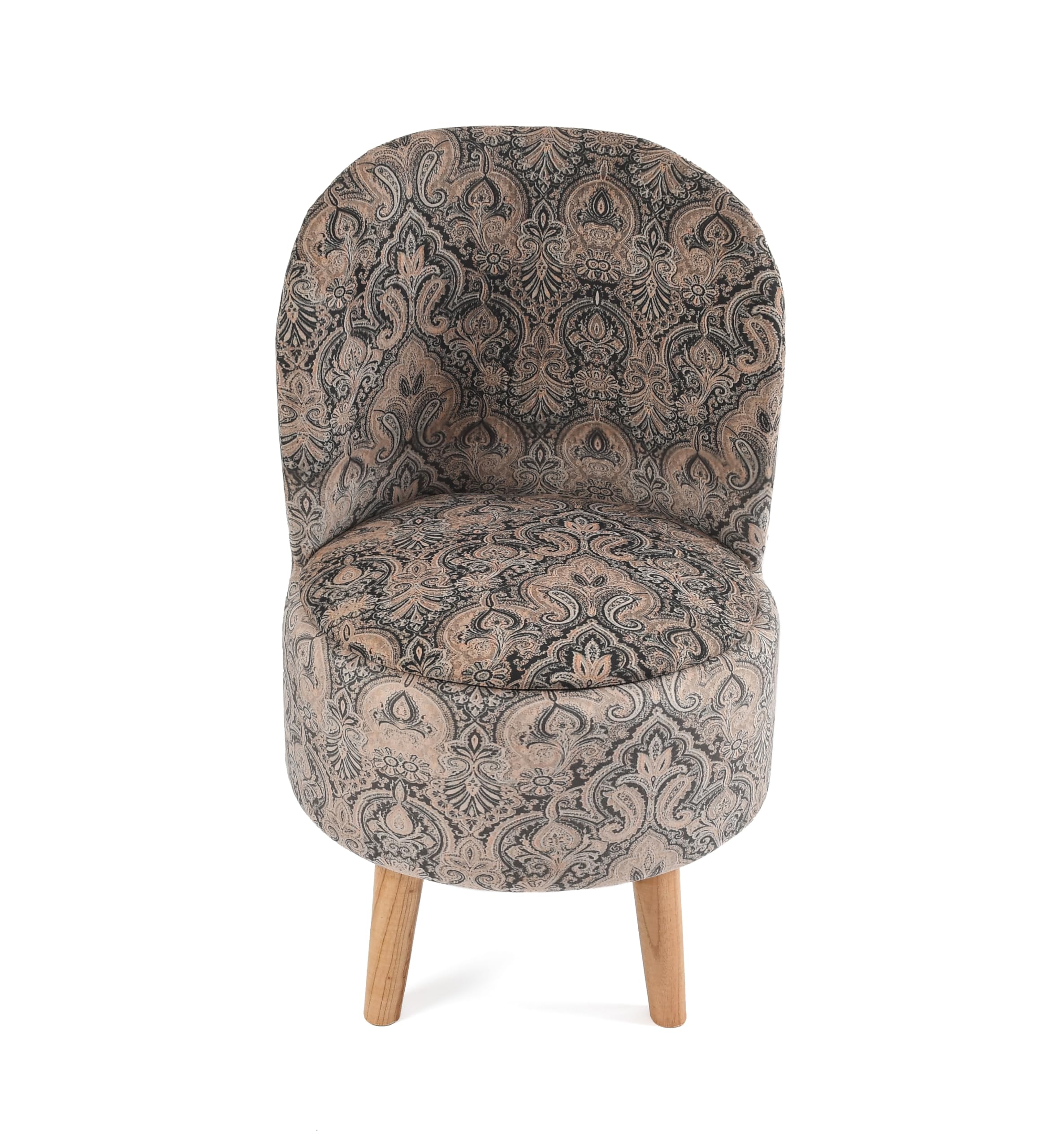 NACIA Velvet Printed Ottoman Chair with Stool Combo | Dressing Table Chair for Bedroom Makeup Room Decor | Modern Upholstered Ottoman with Wooden Legs for Living Room & Home