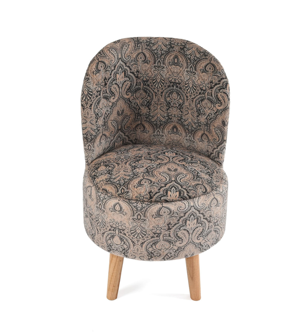 NACIA Velvet Printed Ottoman Chair | Dressing Table Chair for Bedroom Makeup Room Decor | Modern Upholstered Ottoman with Wooden Legs for Living Room & Home (18x18x32 Inches)