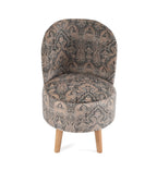 NACIA Velvet Printed Ottoman Chair | Dressing Table Chair for Bedroom Makeup Room Decor | Modern Upholstered Ottoman with Wooden Legs for Living Room & Home (18x18x32 Inches)