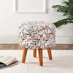 NACIA Printed Ottoman Stool for Living Room | Wooden Pouffe for Sitting and Footrest | Furniture for Home Decor