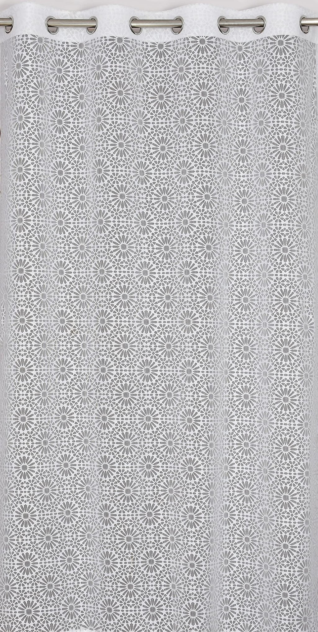 NACIA Heavy Polyester Net Semi Sheer Curtains for Door | Geometric Design Grommet Curtains | Semi Transparent Window Drapes for Living Room Bedroom Home Décor
