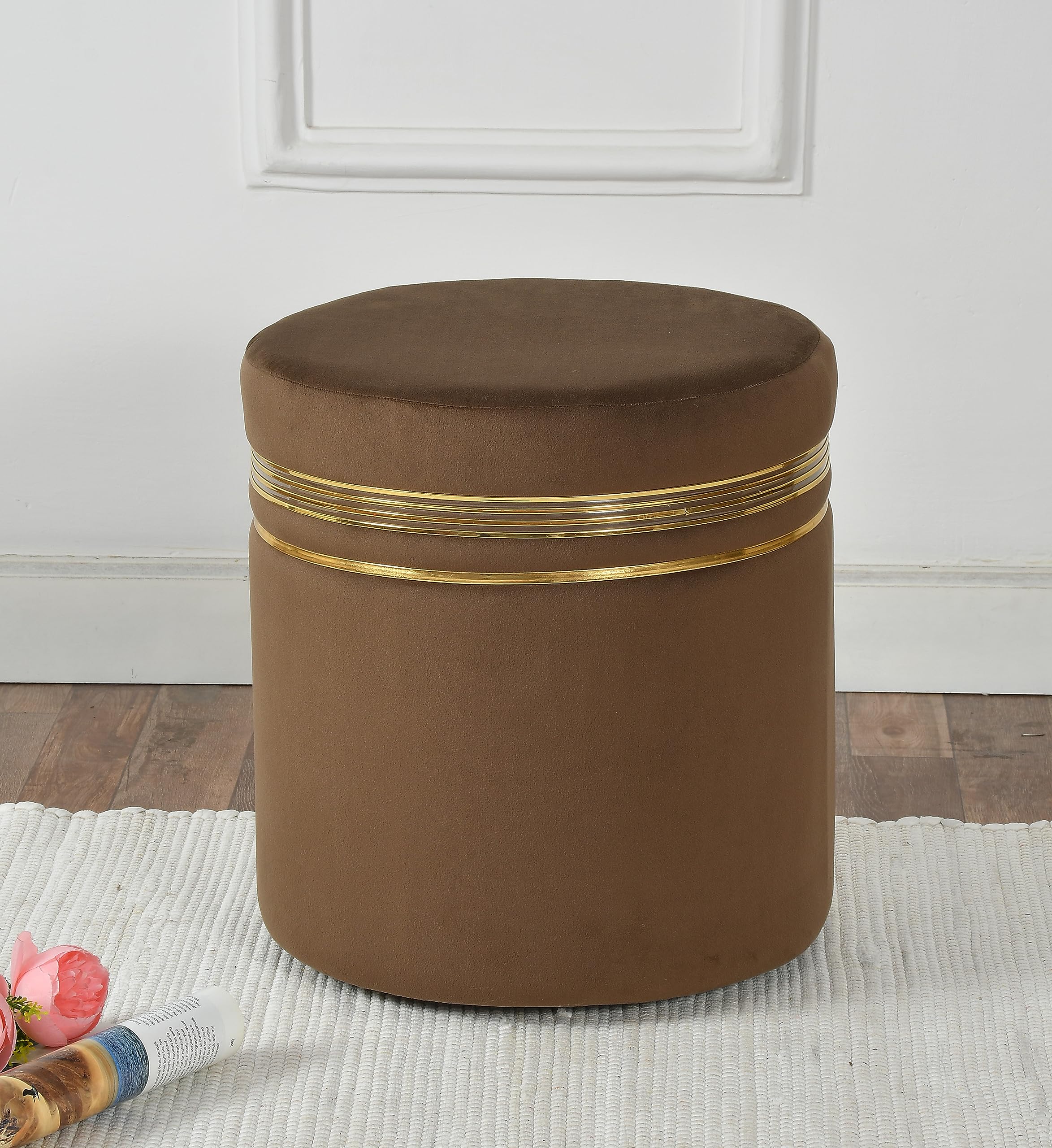 NACIA Wooden Ottoman Stool for Living Room, Ottoman pouffes for Sitting, Puffy Chair Bench for Home Decor, Ottoman & Stools, Footrest Pouf Foot Stool for Office Room Décor
