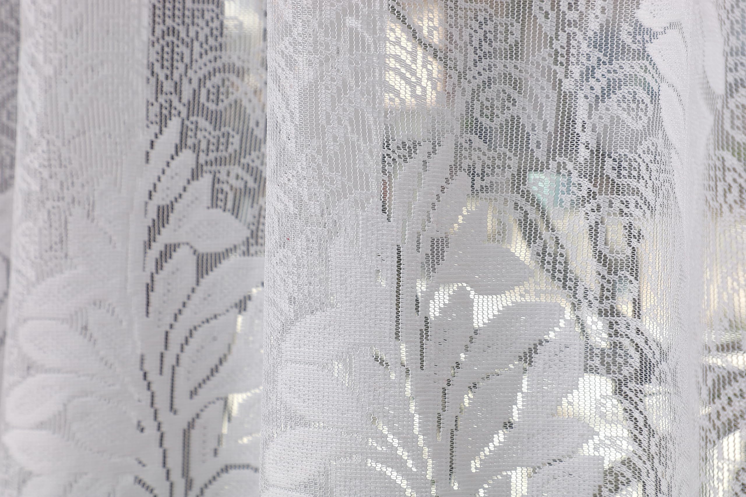 NACIA Heavy Polyester Net Semi Sheer Curtains for Door | Floral Design Grommet Curtains | Semi Transparent Window Drapes for Living Room Bedroom Home Décor