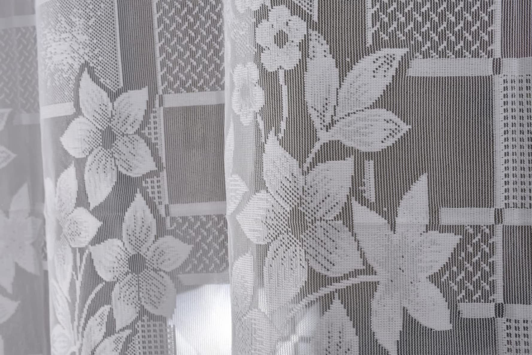 NACIA Heavy Polyester Net Semi Sheer Curtains for Door | Floral Design Grommet Curtains | Semi Transparent Window Drapes for Living Room Bedroom Home Décor
