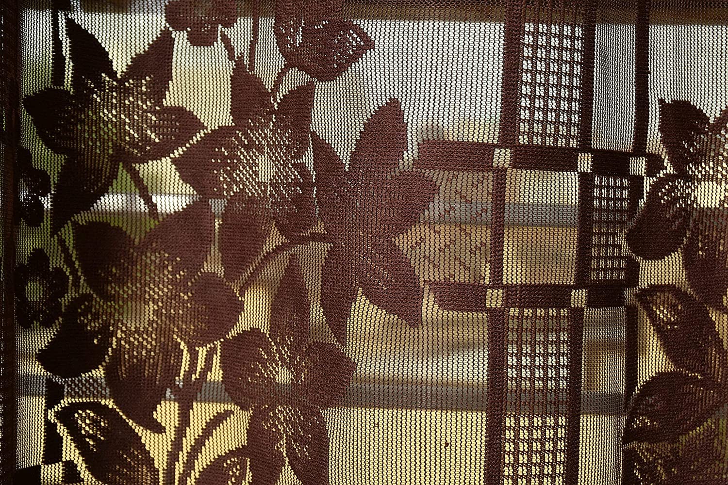 NACIA Heavy Polyester Net Semi Sheer Curtains for Door | Floral Design Grommet Curtains | Semi Transparent Window Drapes for Living Room Bedroom Home Décor