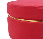NACIA Velvet Upholstered Ottoman Stool with Wooden Legs | Round Pouffe Footrest Seat for Living Room Bedroom Balcony | Compact Foot Stool for Sitting Home Decor Furniture, 18 Inch