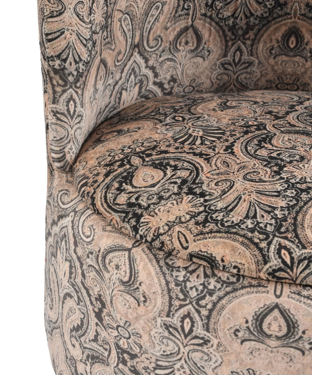 NACIA Velvet Printed Ottoman Chair | Dressing Table Chair for Bedroom Makeup Room Decor | Modern Upholstered Ottoman with Wooden Legs for Living Room & Home (18x18x32 Inches)