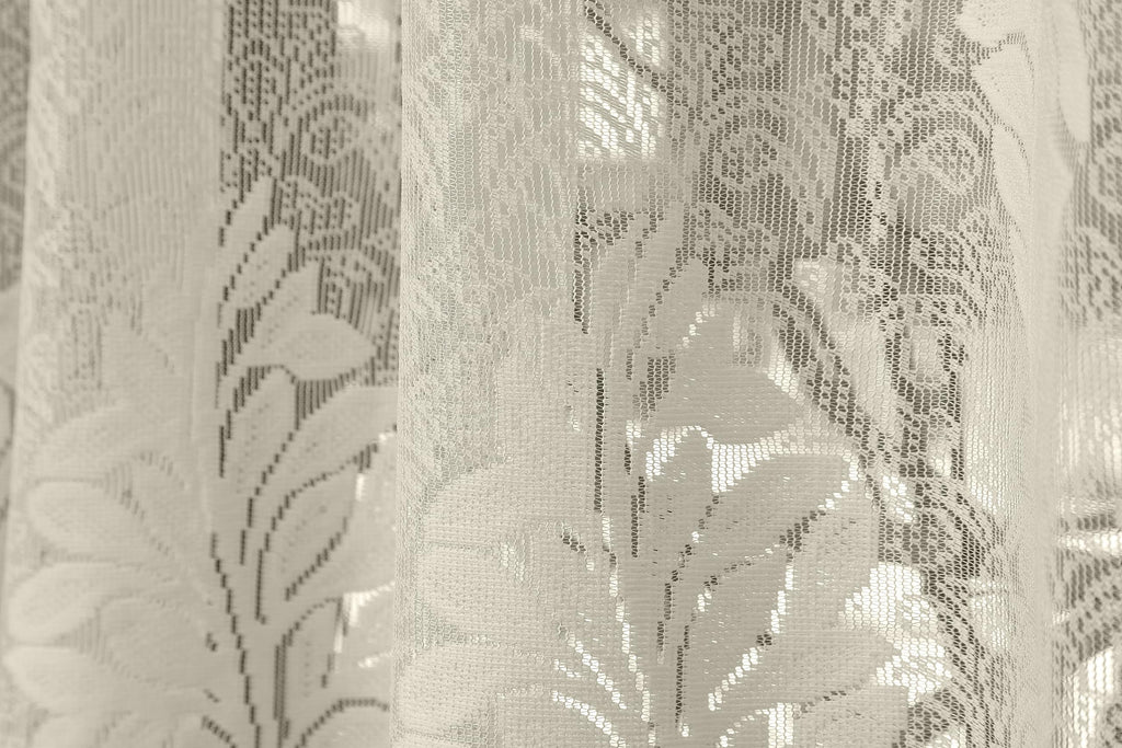 NACIA Heavy Polyester Net Semi Sheer Curtains for Door | Floral Design Grommet Curtains | Semi Transparent Window Drapes for Living Room Bedroom Home Décor