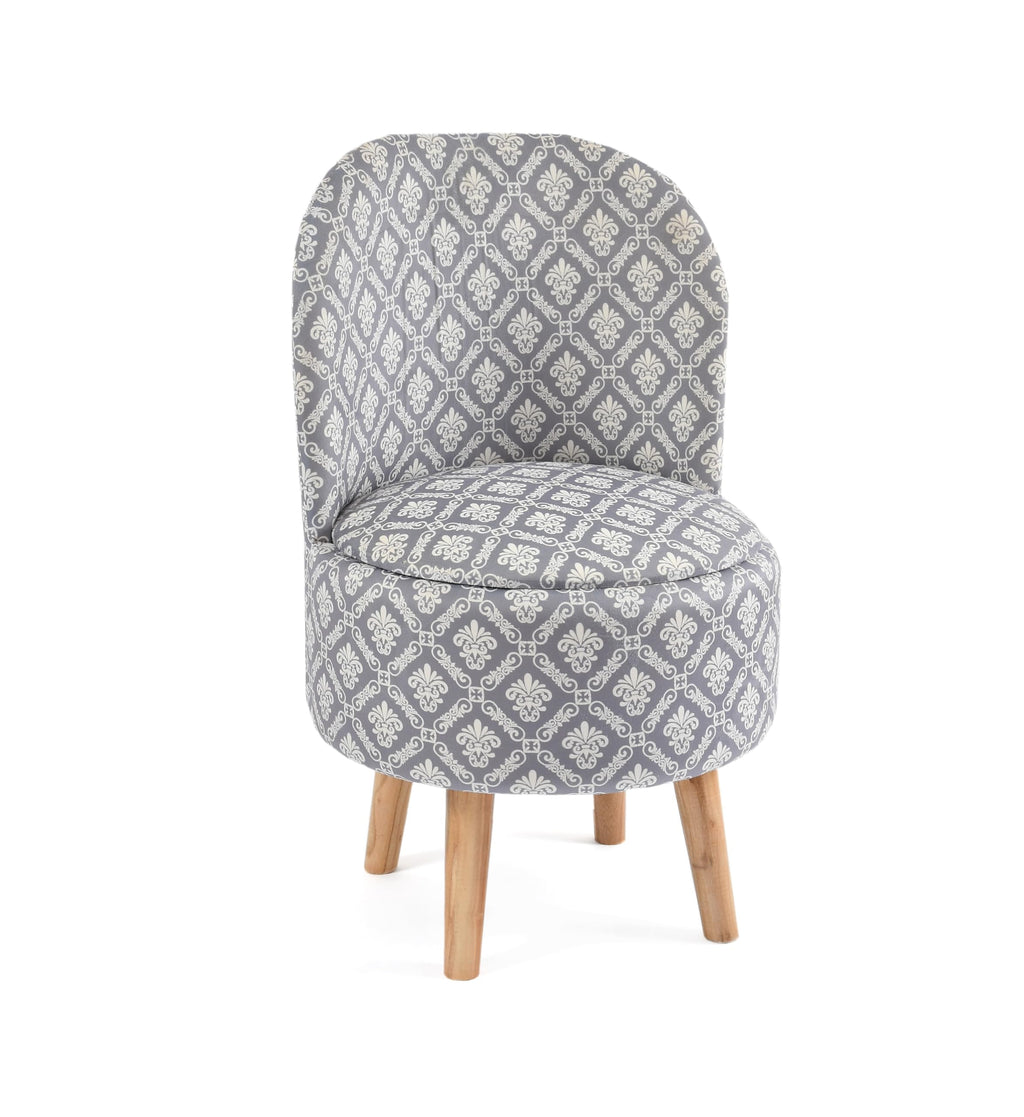 NACIA Velvet Printed Ottoman Chair with Stool Combo | Dressing Table Chair for Bedroom Makeup Room Decor | Modern Upholstered Ottoman with Wooden Legs for Living Room & Home
