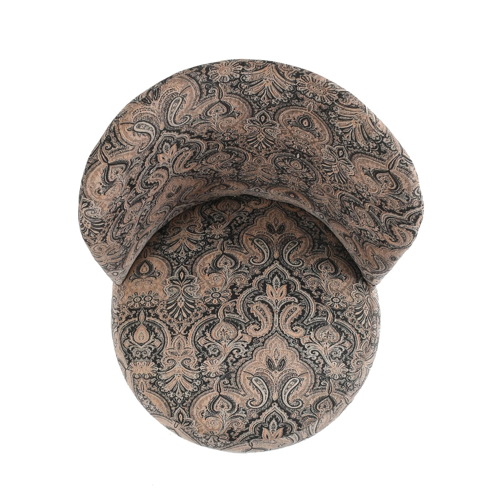 NACIA Velvet Printed Ottoman Chair with Stool Combo | Dressing Table Chair for Bedroom Makeup Room Decor | Modern Upholstered Ottoman with Wooden Legs for Living Room & Home